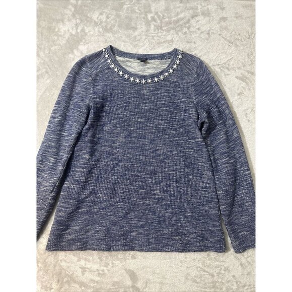 Women’s J.crew Sweater Blue Rhinestone Neckline Size Small - Picture 7 of 16